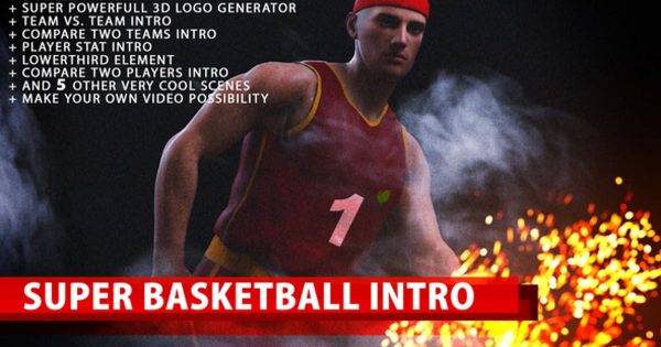 超级篮球体育竞技节目片头16图库精选AE模板 Super Basketball Intro