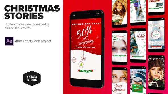 圣诞节主题社交营销推广视频亿图网易图库精选AE模板 Christmas Social Marketing