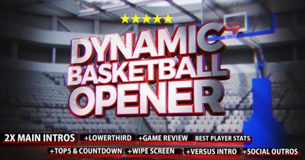 篮球体育竞技节目开场亿图网易图库精选AE模板 Dynamic Basketball Opener/Intro