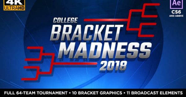 全国高校篮球比赛节目片头16素材精选AE模板 College Basketball Bracket Madness