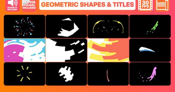 几何图形动画&amp;视频字幕动画亿图网易图库精选AE模板 Geometric Shapes And Titles