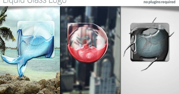液态玻璃特效Logo演示亿图网易图库精选AE模板 Liquid Glass Logo