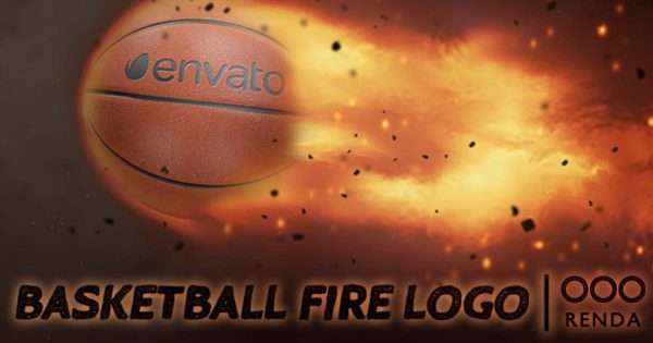 燃烧的篮球火焰特效logo演示16图库精选AE模板 Basketball Fire Logo