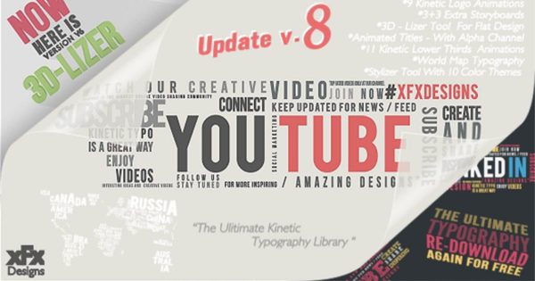 视频标题动画设计AE视频模板 Kinetic Typography Pack