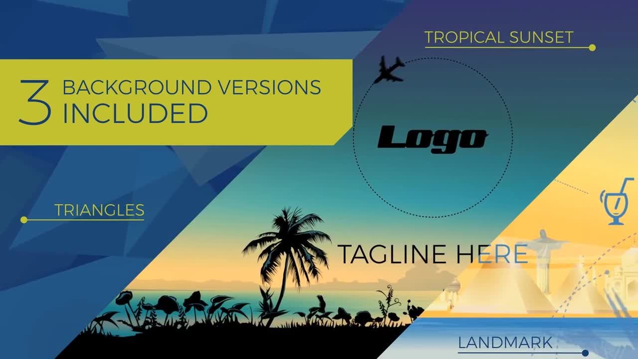 3种独特的旅游标志创意设计宣传普贤居精选AE模板