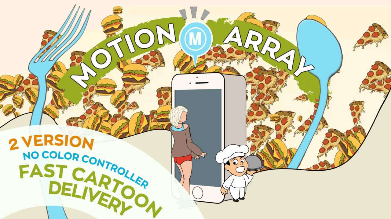 卡通餐厅外卖服务动态动画亿图网易图库精选AE模板