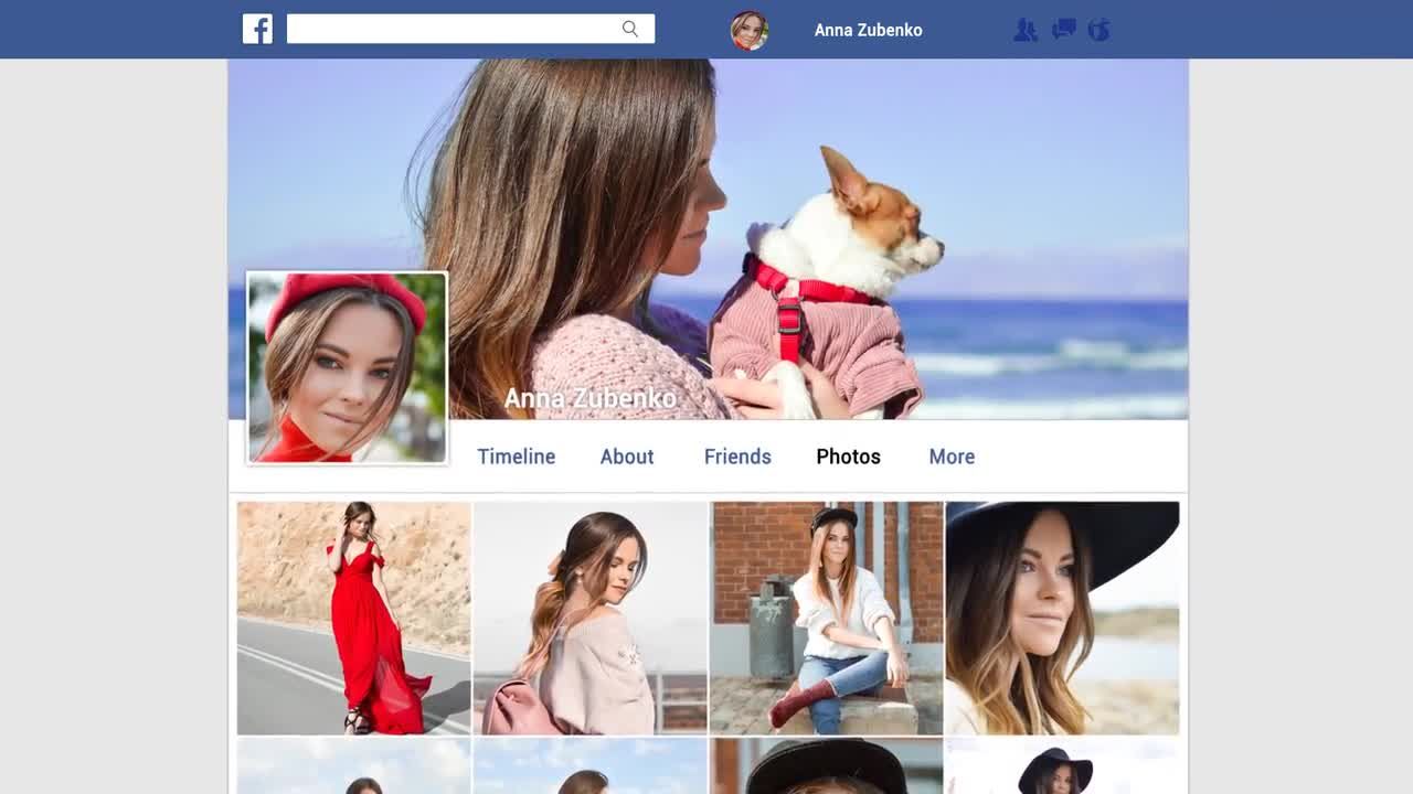 简洁有序独特Facebook形式展示照片亿图网易图库精选AE模板