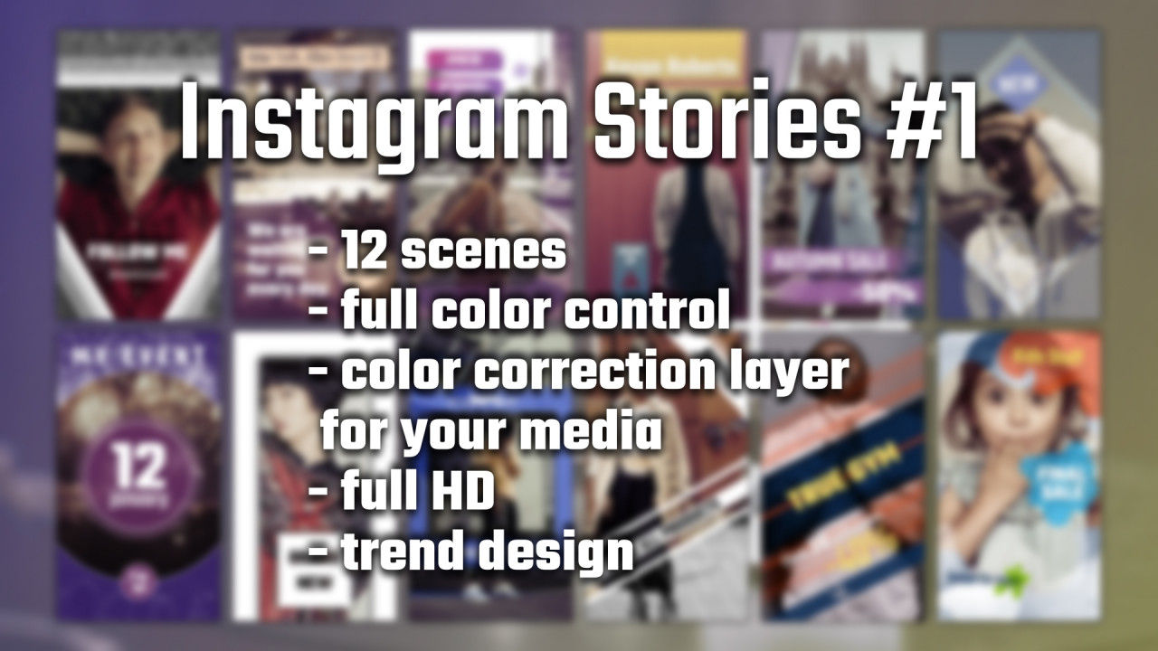 12个动画优雅Instagram故事16图库精选AE模板
