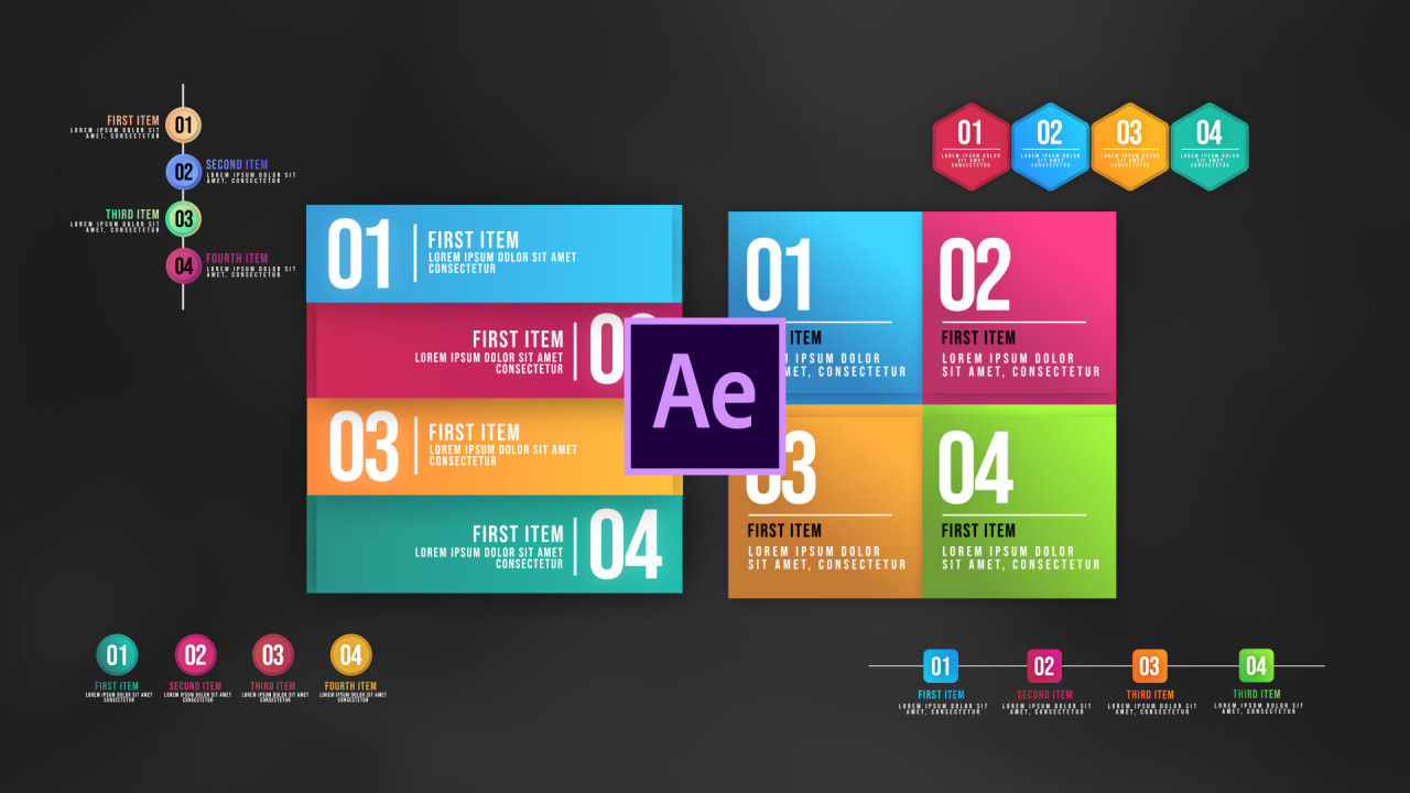 6个信息图动画列表16设计素材网精选AE模板