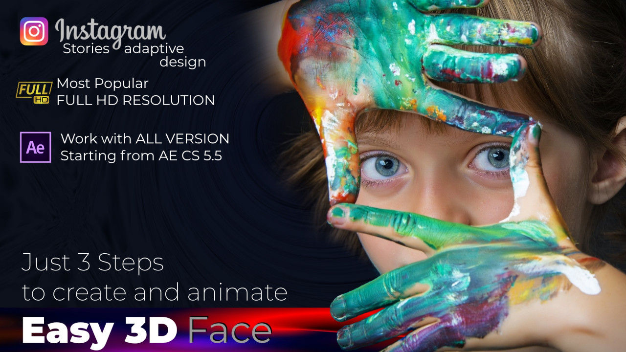 简单的3D脸部照片16设计素材网精选AE模板