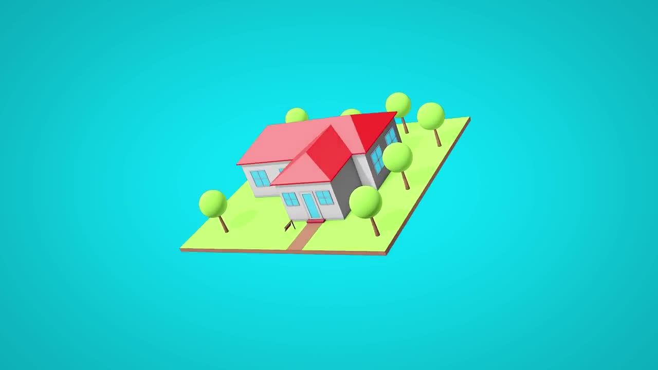 独特的3D房屋徽标展示亿图网易图库精选AE模板