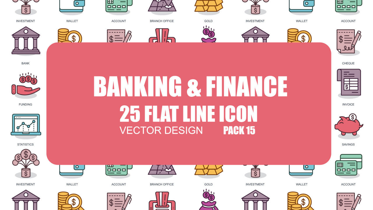 25个现代金融创意图标合集16设计素材网精选AE模板