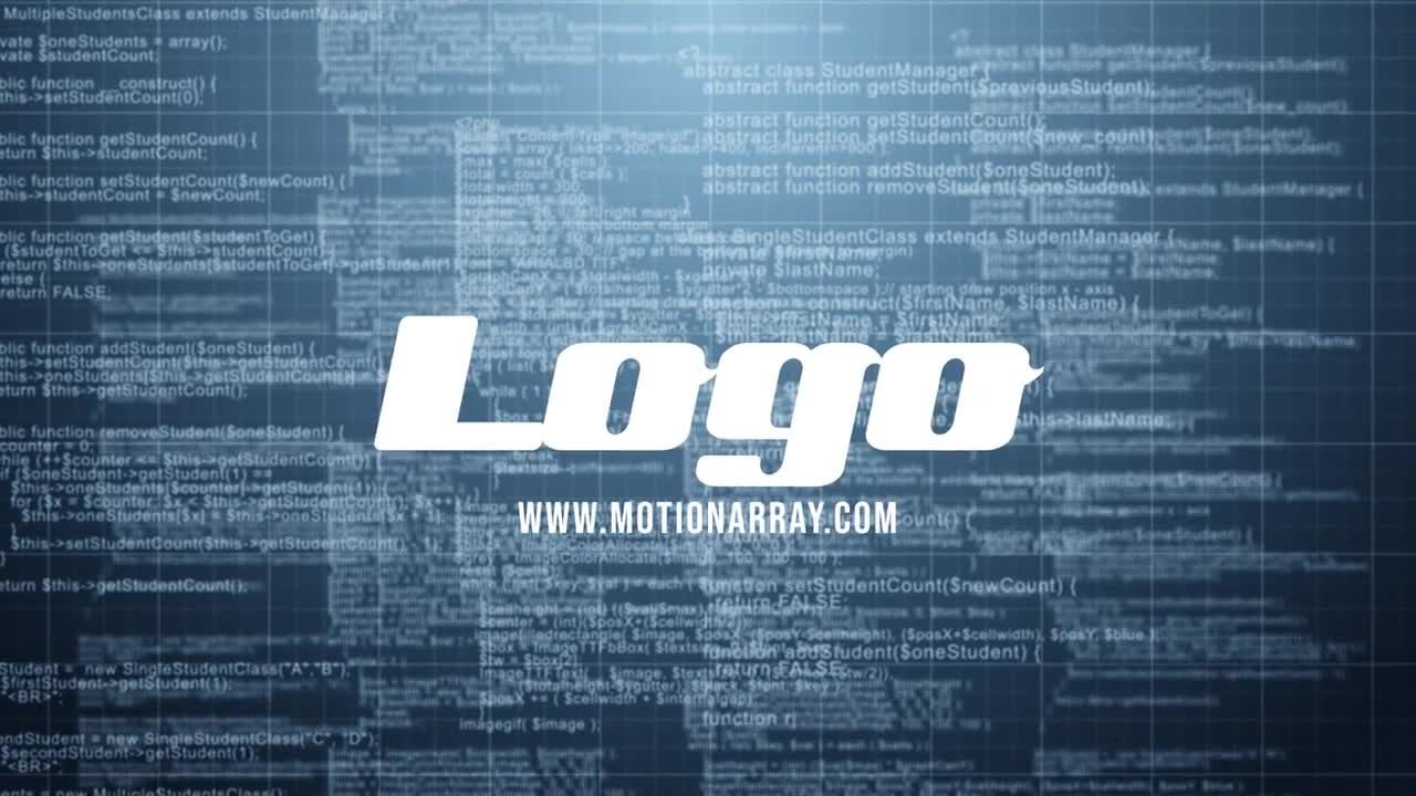 代码组成的logo动态展示16设计素材网精选AE模板