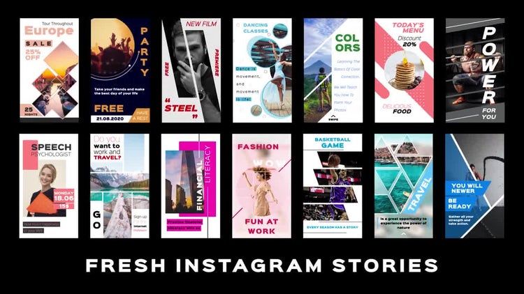 干净精美的Instagram故事16设计素材网精选AE模板