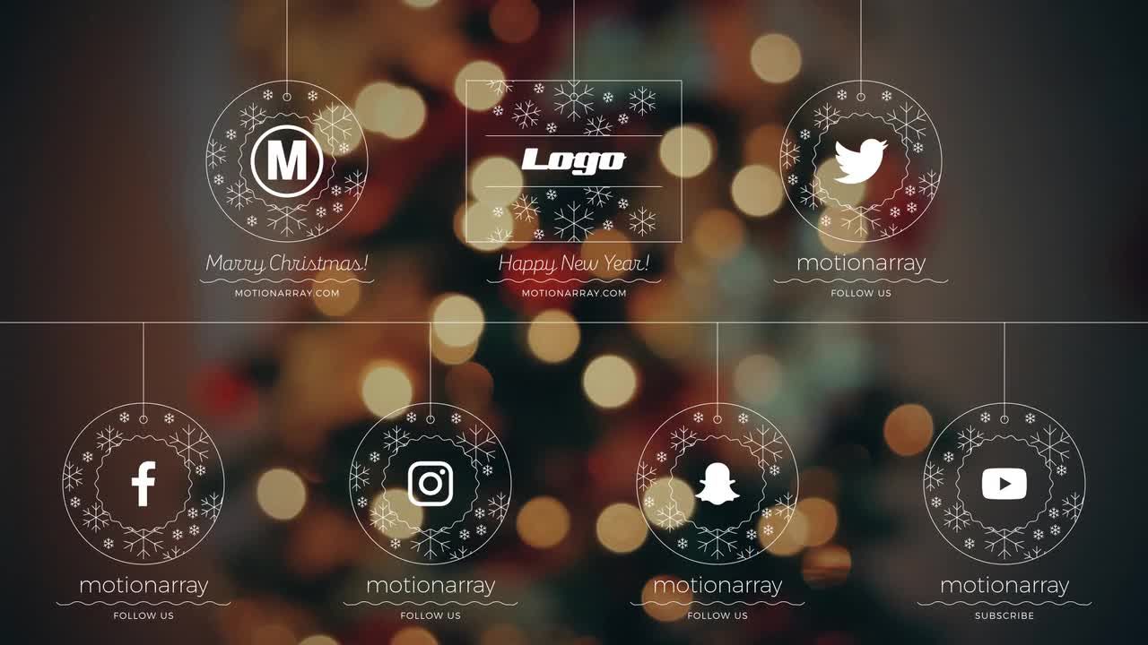 圣诞节企业与社交媒体徽标显示普贤居精选AE模板