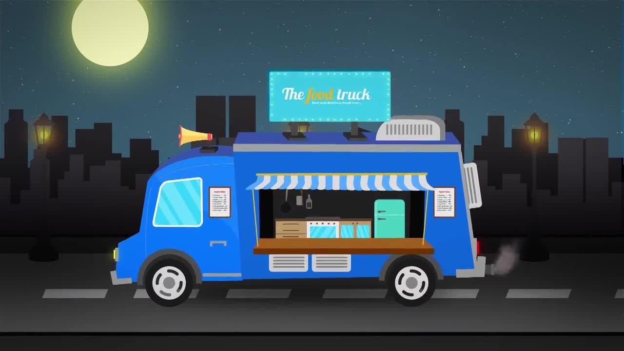 酷炫的食品卡车标志亿图网易图库精选AE模板