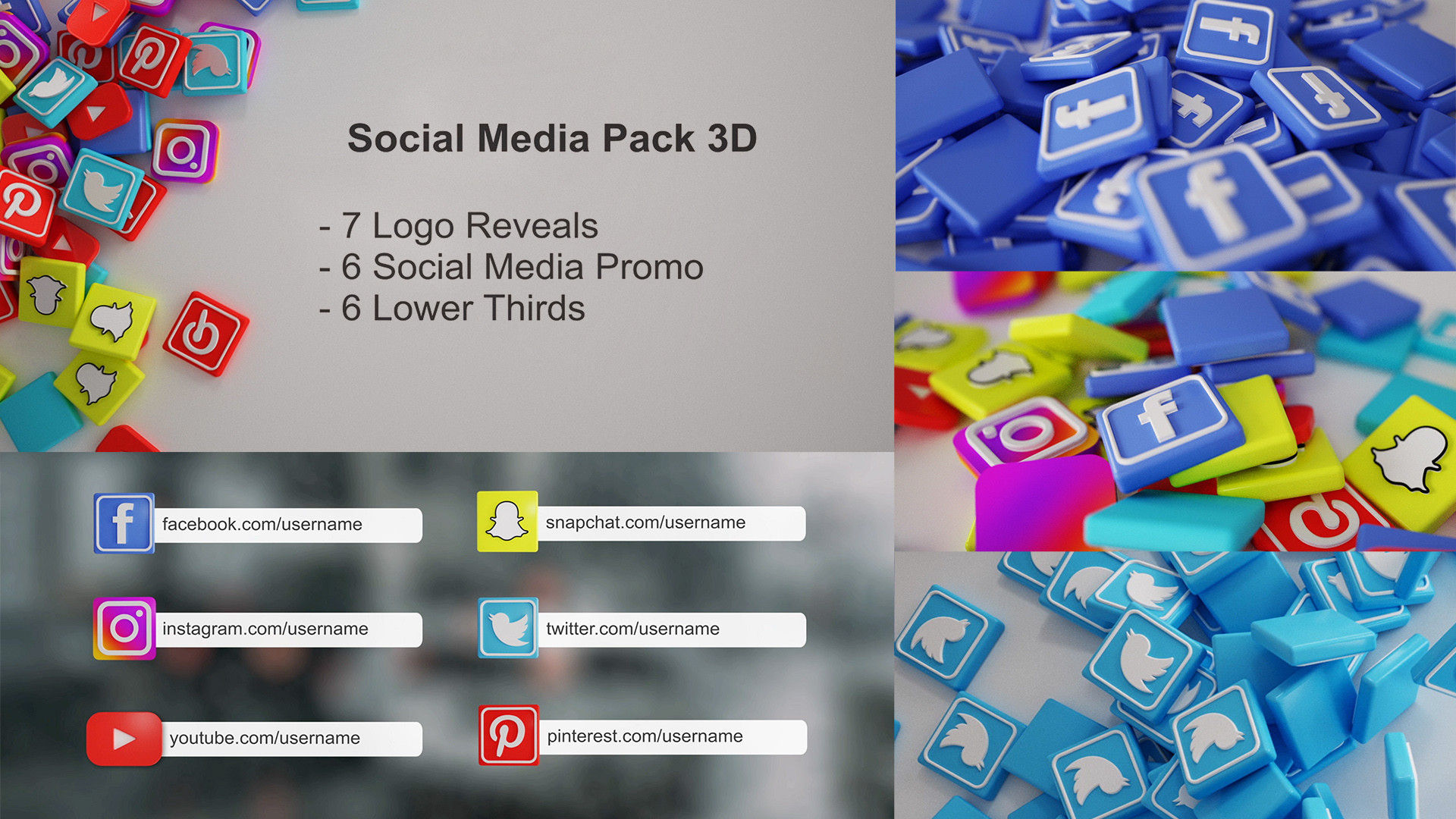社交媒体3D宣传促销16图库精选AE模板