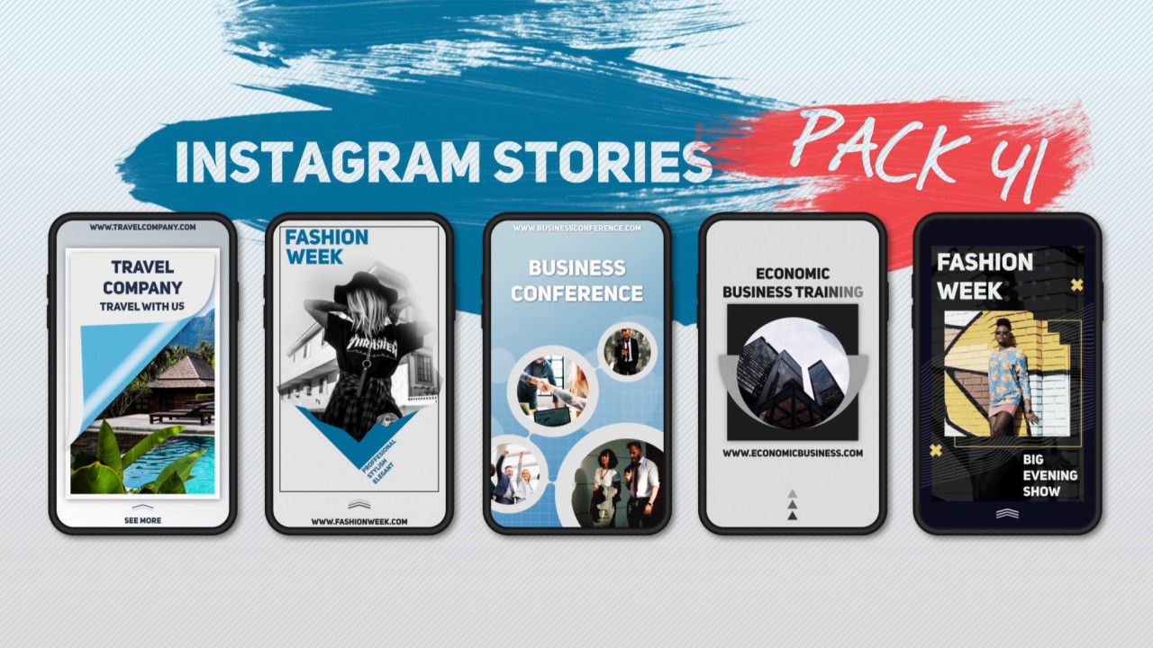 5个炫酷Instagram故事包16设计素材网精选AE模板