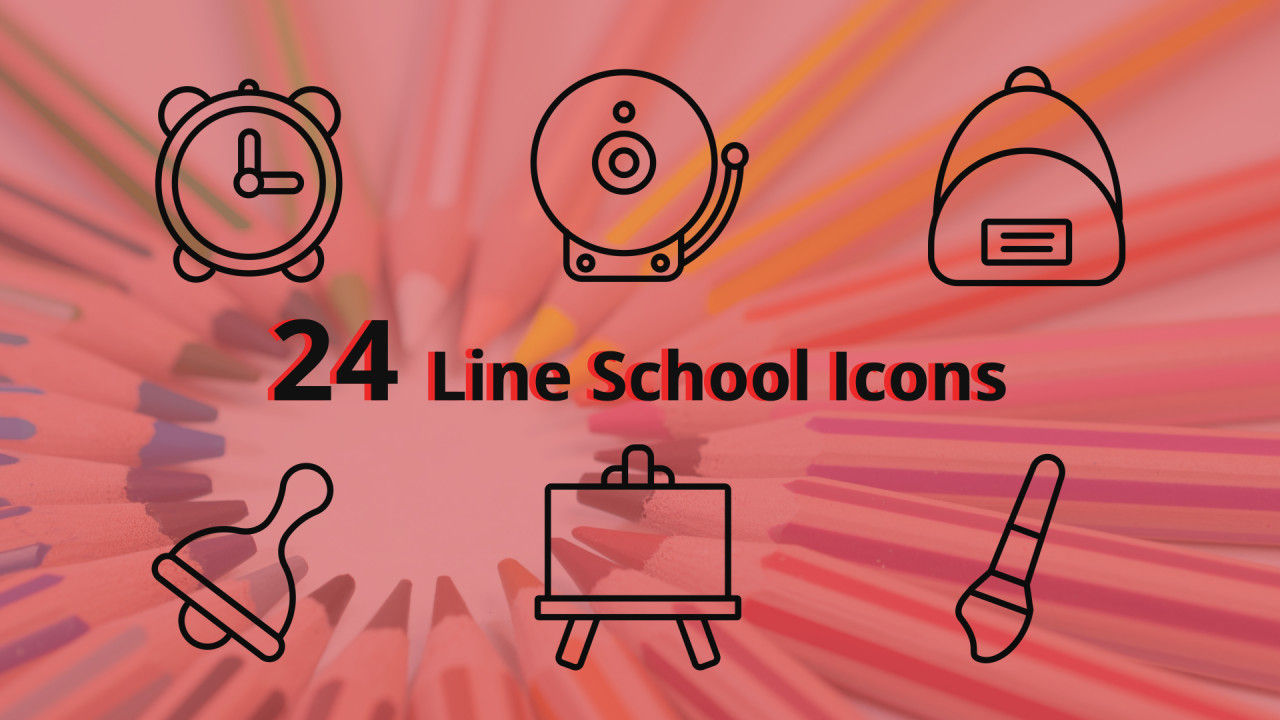 24个线条学校图标普贤居精选AE模板