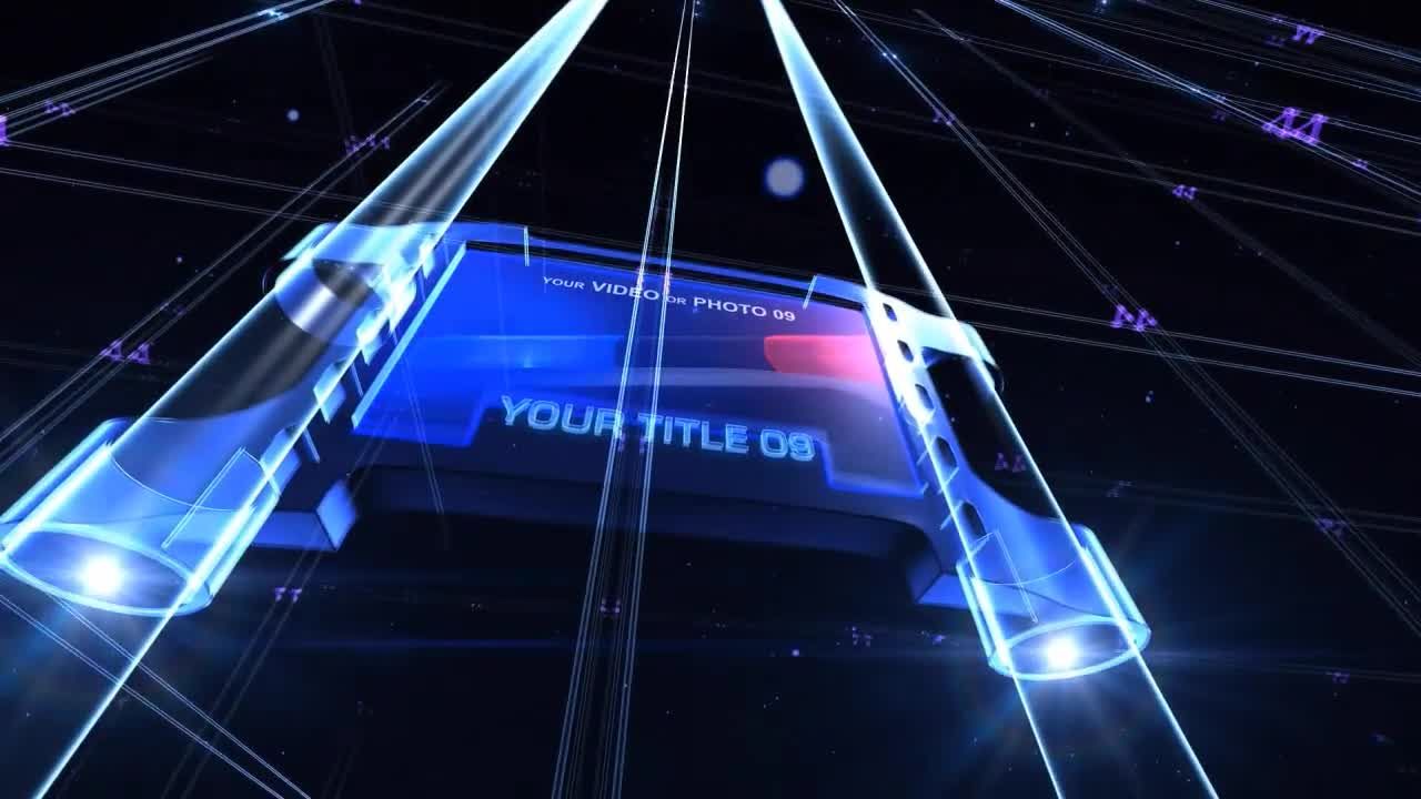 酷炫的三维霓虹舞台场景滑动动态显示16图库精选AE模板