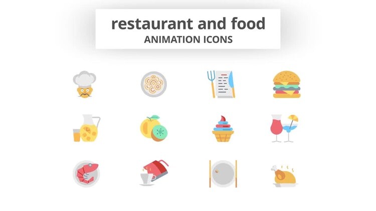 食物图标动画16素材精选AE模板