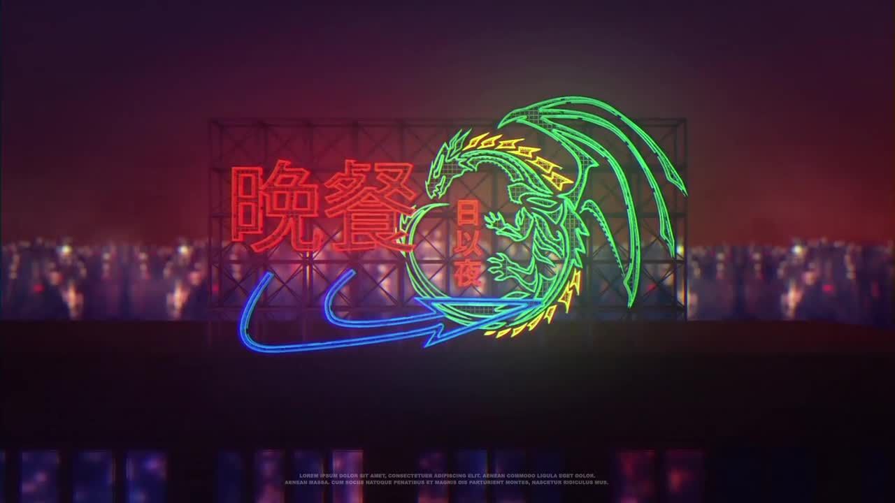 炫彩的霓虹灯幻灯片片头logo展示素材中国精选AE模板