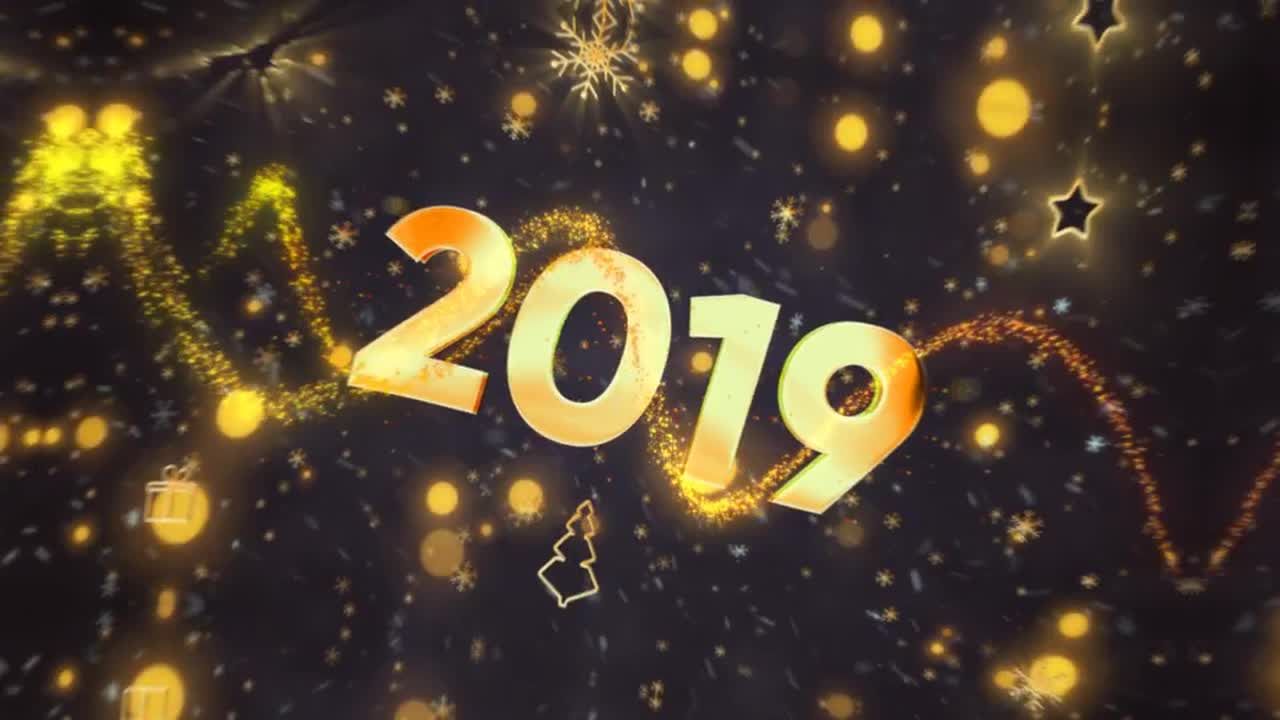 金光闪烁动态特效新年倒计时动画片头展示普贤居精选AE模板