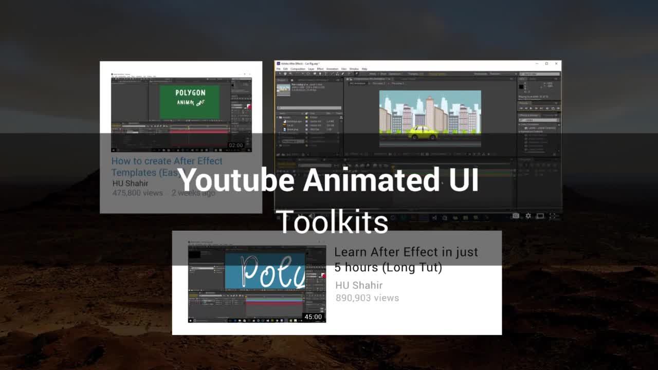 酷炫干净创意的YouTube的动画UI工具包普贤居精选AE模板