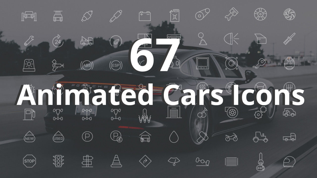 67个动画汽车图标素材中国精选AE模板