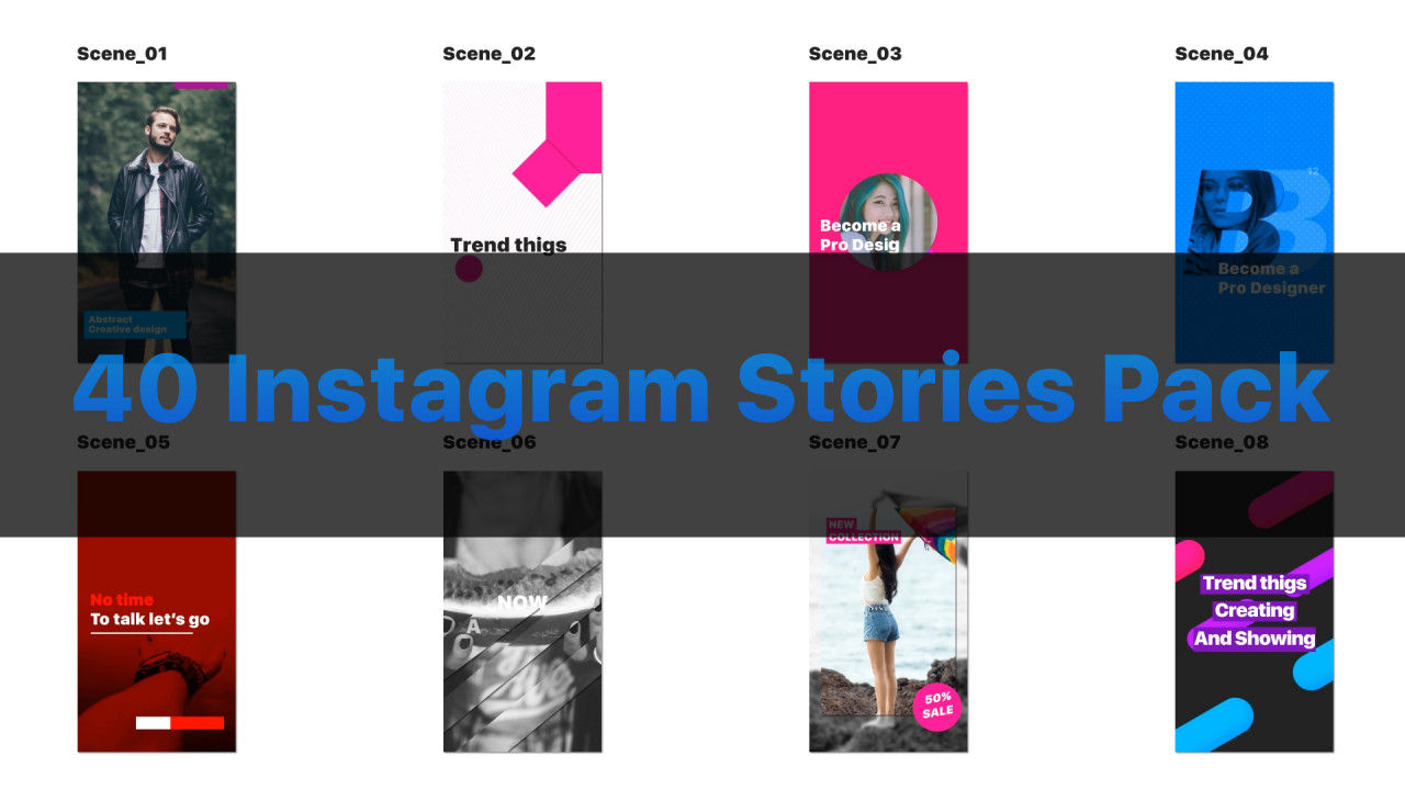 40个优雅动画的Instagram故事素材天下精选AE模板