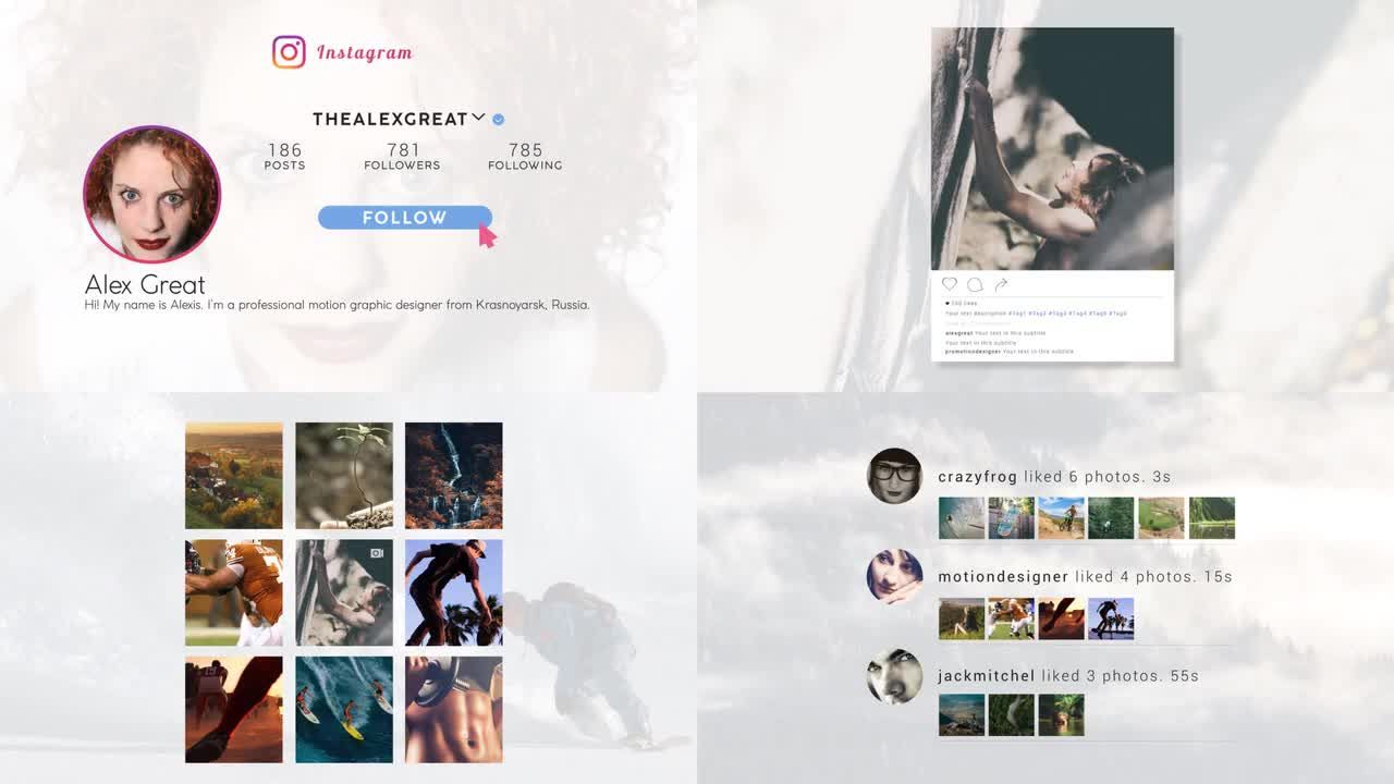 Instagram故事旅行照片16设计素材网精选AE模板