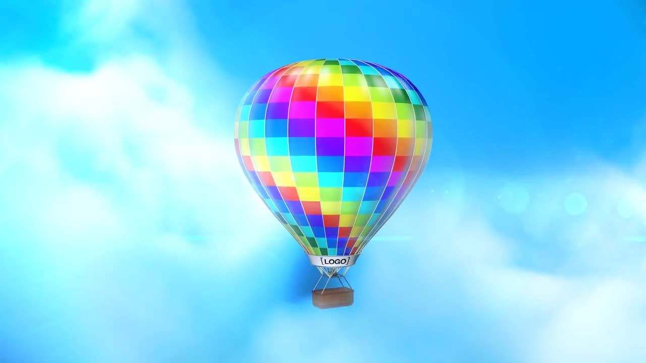 3D热气球徽标揭示16设计素材网精选AE模板