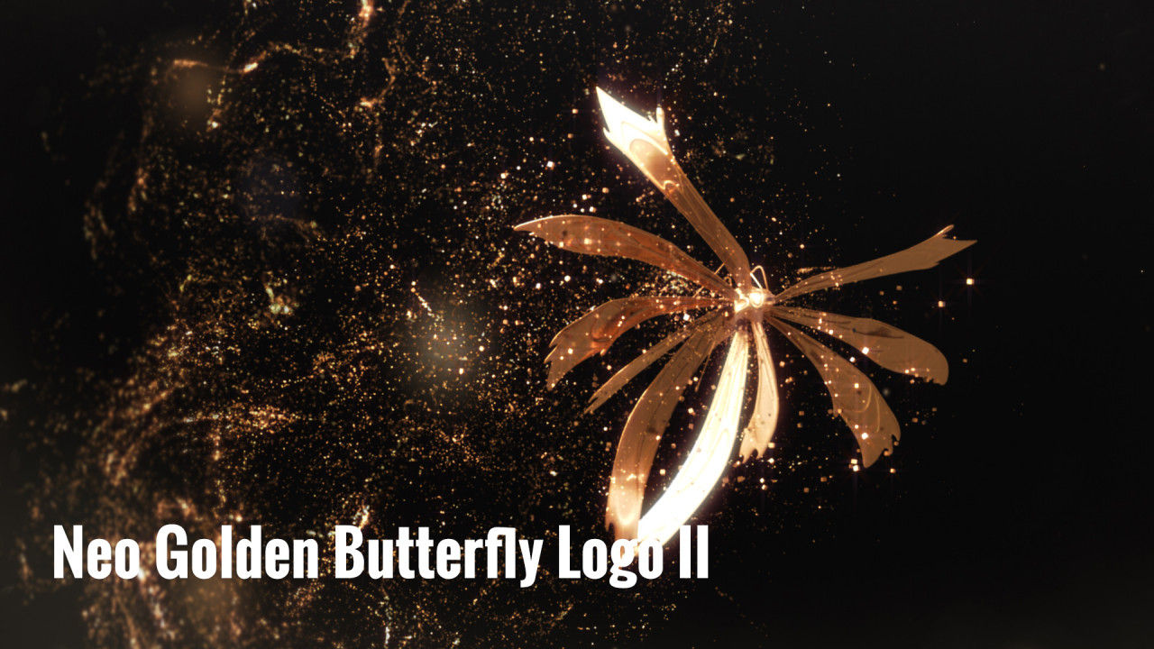设计精美的新金蝴蝶徽标16设计素材网精选AE模板