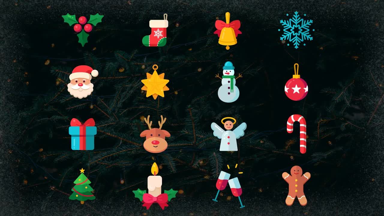 32个圣诞节动画图标包普贤居精选AE模板