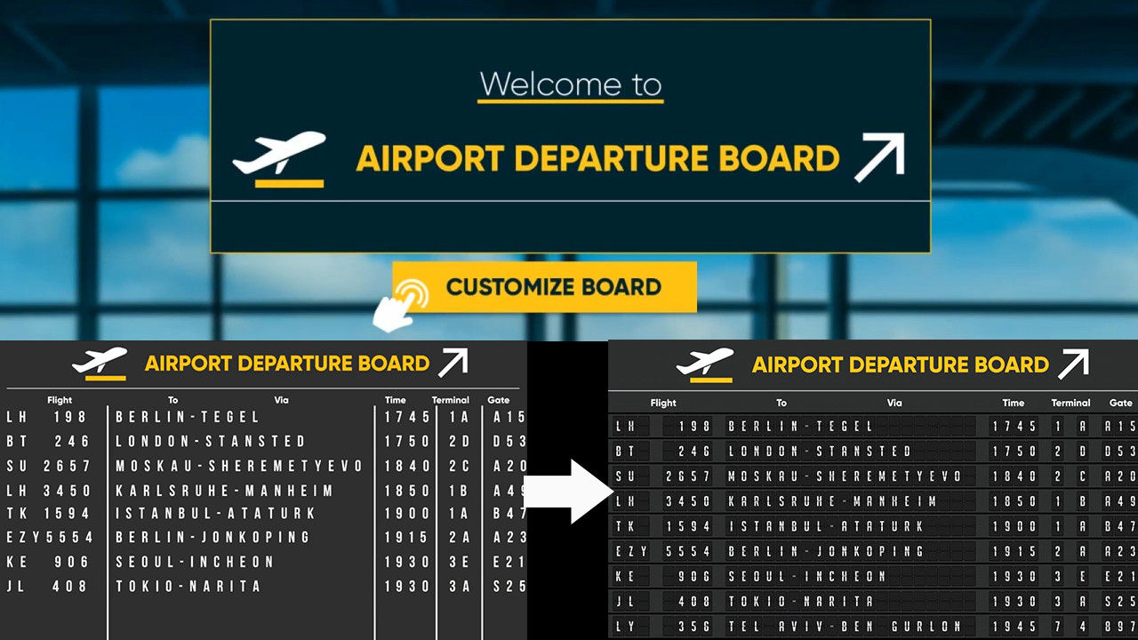机场进出港信息屏动画16设计素材网精选AE模板
