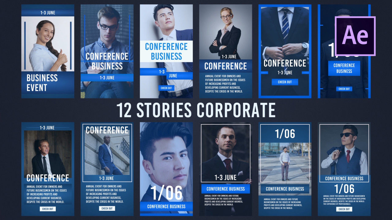 12个企业故事16图库精选AE模板