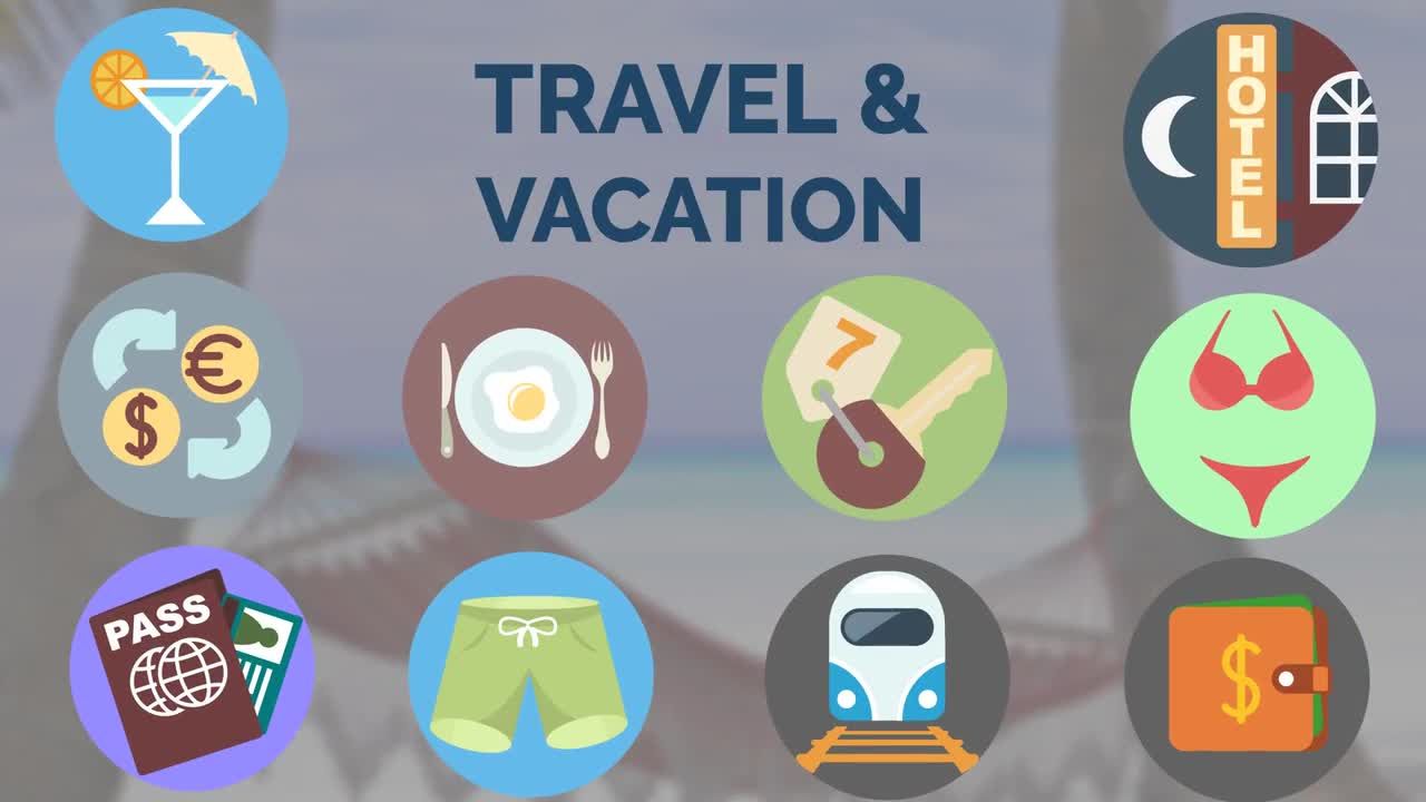  假期和旅行动画图标素材中国精选AE模板