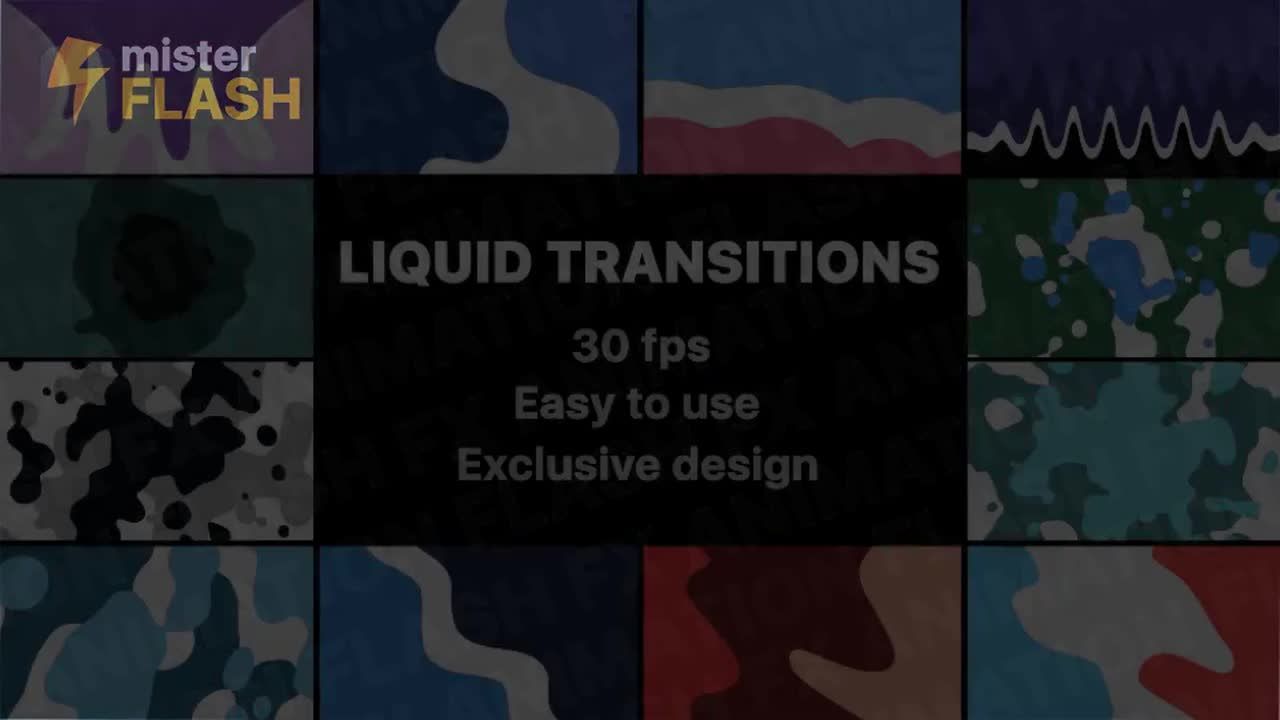 12个创造性的液体运动过渡效果16图库精选AE模板