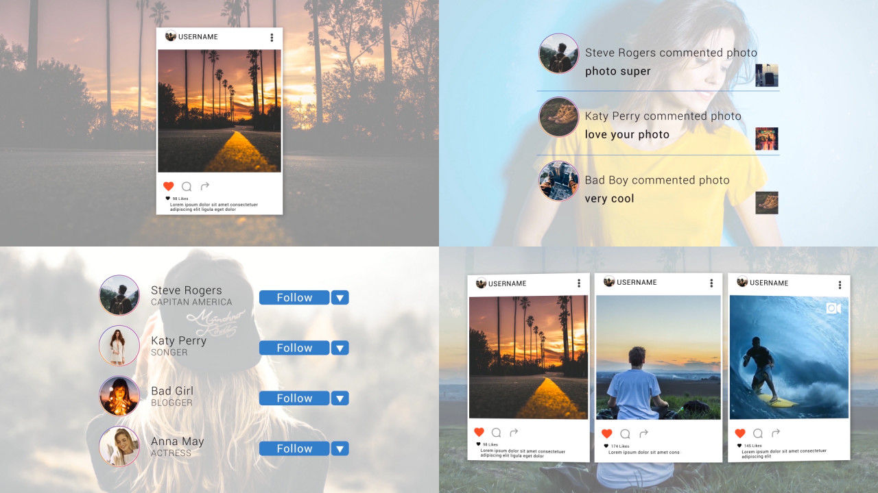 时尚Instagram幻灯片动画16设计素材网精选AE模板