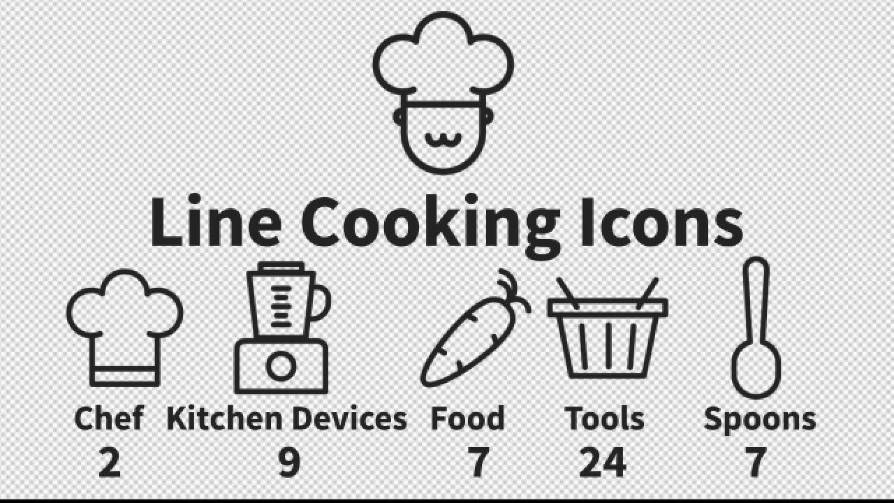 线烹饪图标动态动画16设计素材网精选AE模板