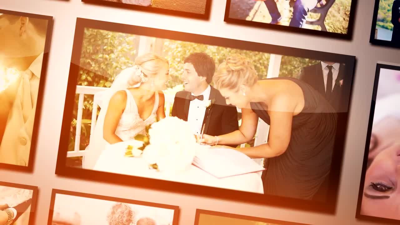 黄金回忆婚礼照片亿图网易图库精选AE模板