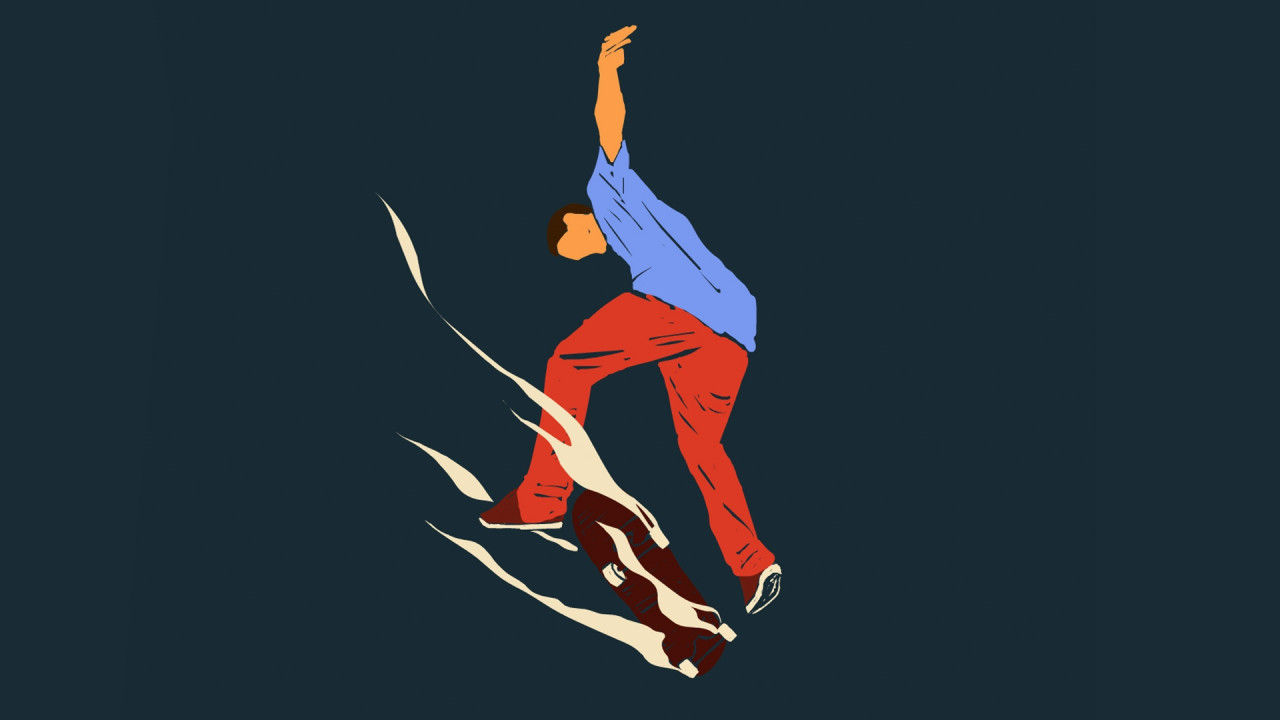 手绘动态漫画滑板手logo片头展示普贤居精选AE模板