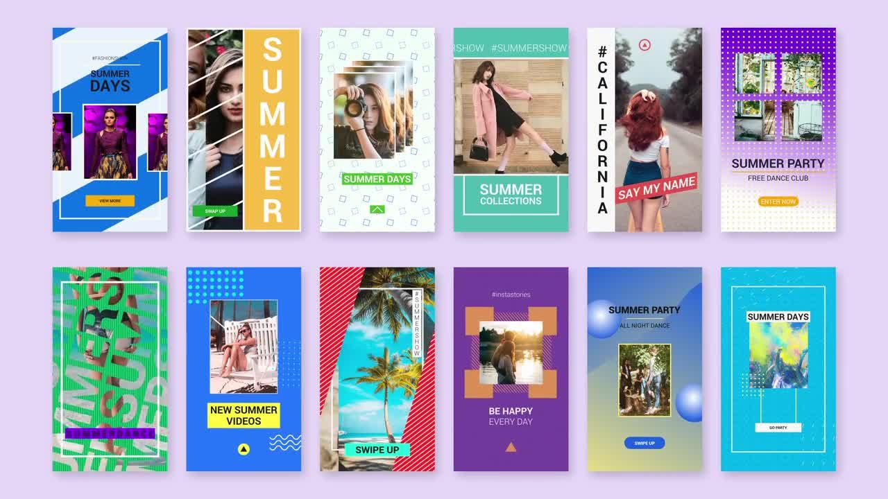 12个夏日Instagram故事亿图网易图库精选AE模板