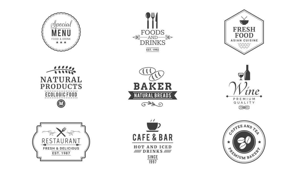9个餐厅标签动画文字图标16设计素材网精选AE模板