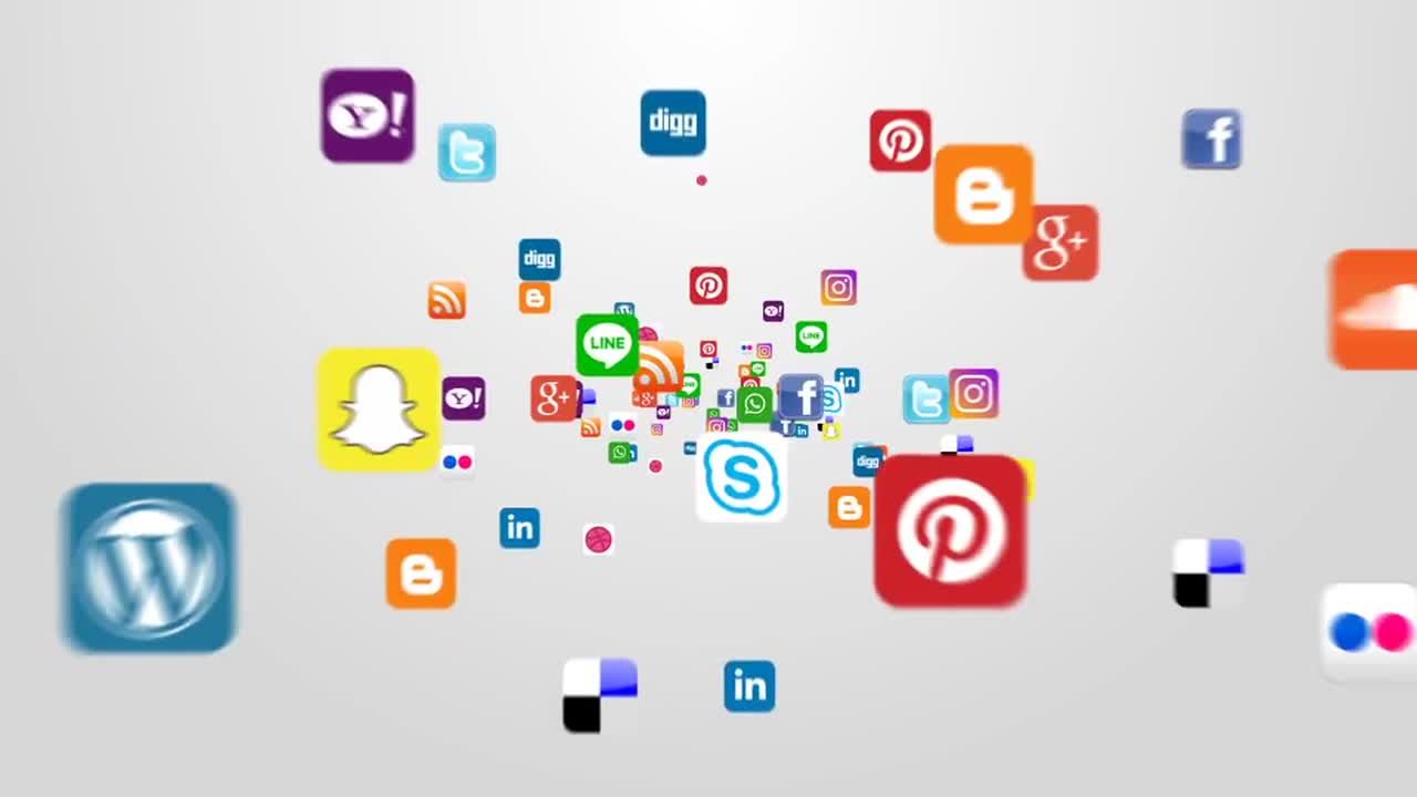 社交媒体徽标显示亿图网易图库精选AE模板