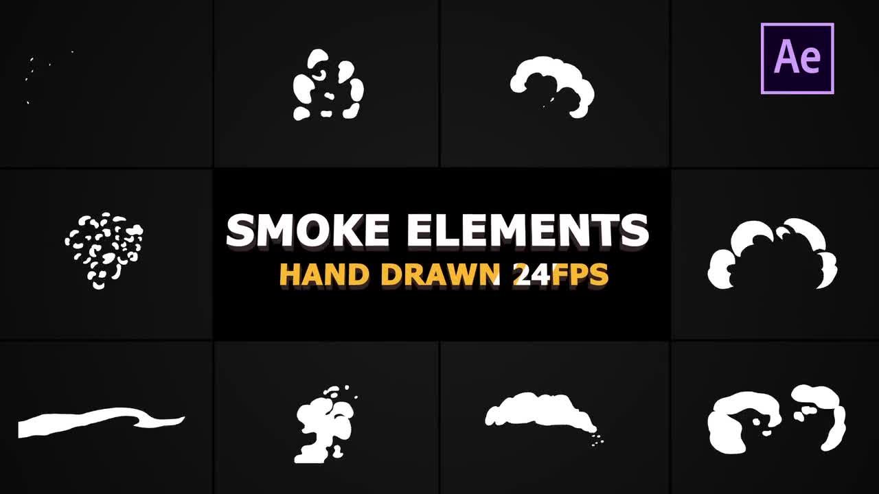 2D手绘卡通烟雾元素动画普贤居精选AE模板