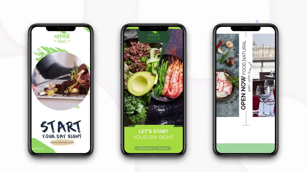 10个干净清晰创意的健康食品Instagram故事普贤居精选AE模板