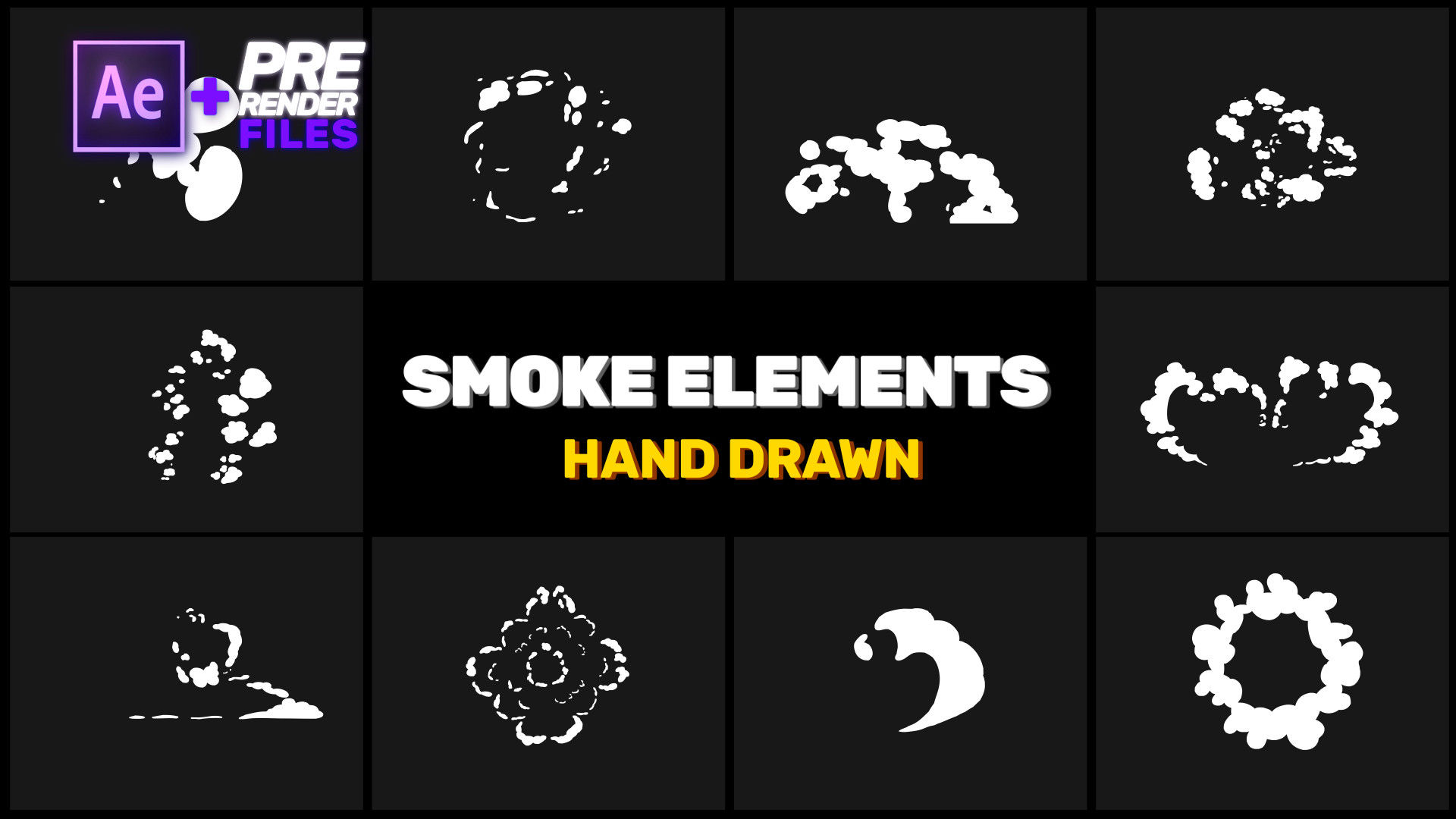 10个手绘烟雾元素动画16设计素材网精选AE模板