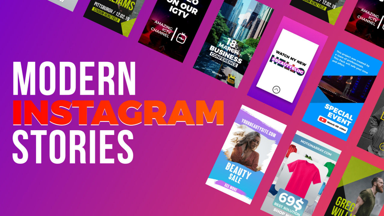 10个干净的现代Instagram故事16图库精选AE模板
