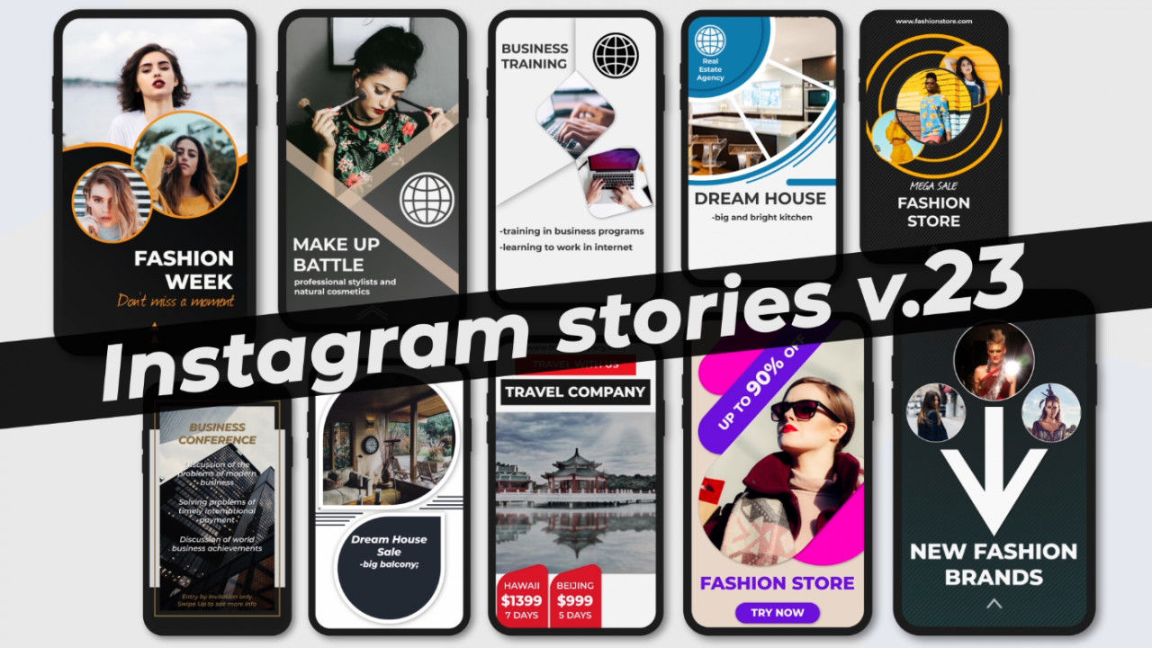 外观简洁且富有创意的Instagram故事16图库精选AE模板